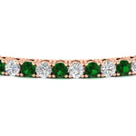 Load image into Gallery viewer, Womens-Diamond-Tennis-Bracelet-5-Carat-With-Green-Emerald-In-Rose-Gold-FDBRC8635ROGEMGRANGLE5-5.00_CT-NL-RG