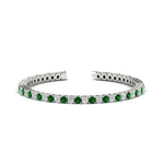 Load image into Gallery viewer, Womens-Diamond-Tennis-Bracelet-5-Carat-With-Green-Emerald-In-White-Gold-FDBRC8635ROGEMGR-5.00_CT-NL-WG