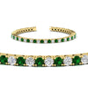Load image into Gallery viewer, Womens-Diamond-Tennis-Bracelet-5-Carat-With-Green-Emerald-In-Yellow-Gold-FDBRC8635ROGEMGRANGLE2-5.00_CT-NL-YG