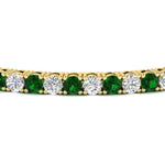Load image into Gallery viewer, Womens-Diamond-Tennis-Bracelet-5-Carat-With-Green-Emerald-In-Yellow-Gold-FDBRC8635ROGEMGRANGLE5-5.00_CT-NL-YG