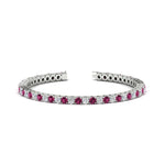 Load image into Gallery viewer, Womens-Diamond-Tennis-Bracelet-5-Carat-With-Pink-Sapphire-In-White-Gold-FDBRC8635ROGSADRPI-5.00_CT-NL-WG