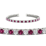 Load image into Gallery viewer, Womens-Diamond-Tennis-Bracelet-5-Carat-With-Pink-Sapphire-In-White-Gold-FDBRC8635ROGSADRPIANGLE2-5.00_CT-NL-WG