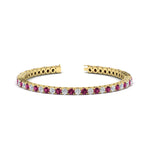 Load image into Gallery viewer, Womens-Diamond-Tennis-Bracelet-5-Carat-With-Pink-Sapphire-In-Yellow-Gold-FDBRC8635ROGSADRPI-5.00_CT-NL-YG