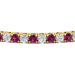 Load image into Gallery viewer, Womens-Diamond-Tennis-Bracelet-5-Carat-With-Pink-Sapphire-In-Yellow-Gold-FDBRC8635ROGSADRPIANGLE5-5.00_CT-NL-YG