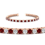 Load image into Gallery viewer, Womens-Diamond-Tennis-Bracelet-5-Carat-With-Red-Ruby-In-Rose-Gold-FDBRC8635ROGRUDRANGLE2-5.00_CT-NL-RG