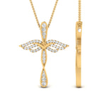 Load image into Gallery viewer, angle-cross-diamond-pendant-necklace-in-FDPD10880-NL-YG