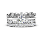 Load image into Gallery viewer, antique-stacked-bands-solitaire-diamond-ring-in-FD10171-NL-WG