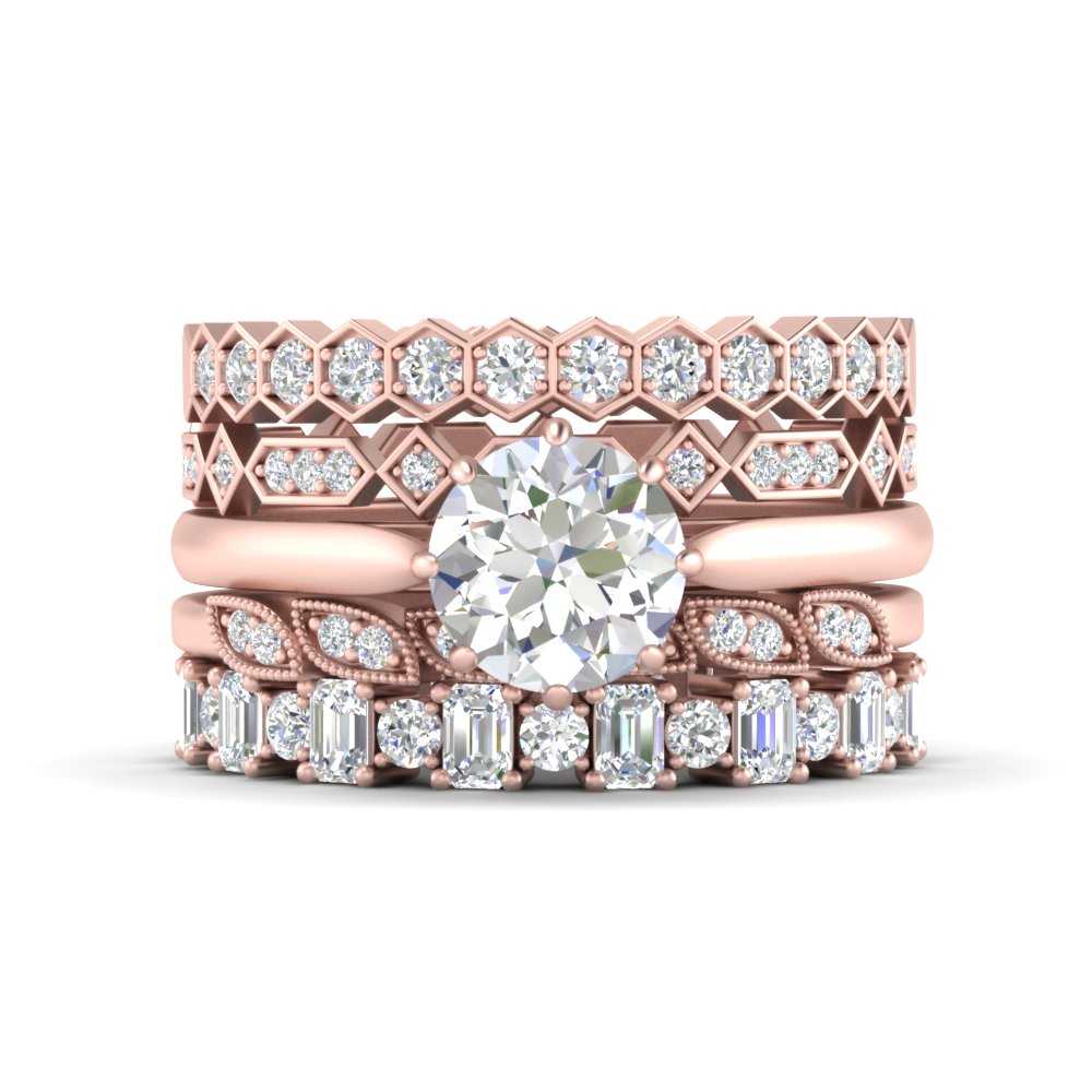 Art Deco 5 Stack Bridal Ring Set – Fascinating Diamonds