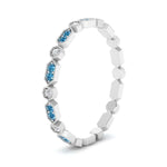 Load image into Gallery viewer, art-deco-thin-stacking-diamond-eternity-band-with-blue-topaz-in-white-gold-FDEWB2139GICBLTOANGLE3-NL-WG.jpg