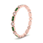 Load image into Gallery viewer, art-deco-thin-stacking-diamond-eternity-band-with-emerald-in-rose-gold-FDEWB2139GEMGRANGLE3-NL-RG.jpg