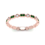 Load image into Gallery viewer, art-deco-thin-stacking-diamond-eternity-band-with-emerald-in-rose-gold-FDEWB2139GEMGRANGLE3-NL-RG.jpg