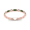 Load image into Gallery viewer, art-deco-thin-stacking-diamond-eternity-band-with-emerald-in-rose-gold-FDEWB2139GEMGRANGLE3-NL-RG.jpg