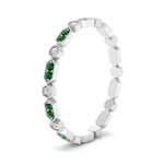 Load image into Gallery viewer, art-deco-thin-stacking-diamond-eternity-band-with-emerald-in-white-gold-FDEWB2139GEMGRANGLE3-NL-WG.jpg