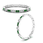 Load image into Gallery viewer, art-deco-thin-stacking-diamond-eternity-band-with-emerald-in-white-gold-FDEWB2139GEMGRANGLE3-NL-WG.jpg