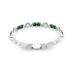 Load image into Gallery viewer, art-deco-thin-stacking-diamond-eternity-band-with-emerald-in-white-gold-FDEWB2139GEMGRANGLE3-NL-WG.jpg