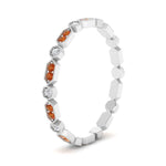 Load image into Gallery viewer, art-deco-thin-stacking-diamond-eternity-band-with-orange-sapphire-in-white-gold-FDEWB2139GSAORANGLE3-NL-WG.jpg