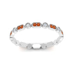 Load image into Gallery viewer, art-deco-thin-stacking-diamond-eternity-band-with-orange-sapphire-in-white-gold-FDEWB2139GSAORANGLE3-NL-WG.jpg