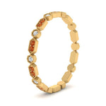 Load image into Gallery viewer, art-deco-thin-stacking-diamond-eternity-band-with-orange-sapphire-in-yellow-gold-FDEWB2139GSAORANGLE3-NL-YG.jpg