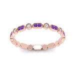 Load image into Gallery viewer, art-deco-thin-stacking-diamond-eternity-band-with-purple-topaz-in-rose-gold-FDEWB2139GVITOANGLE3-NL-RG.jpg