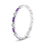 Load image into Gallery viewer, art-deco-thin-stacking-diamond-eternity-band-with-purple-topaz-in-white-gold-FDEWB2139GVITOANGLE3-NL-WG.jpg