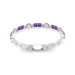 Load image into Gallery viewer, art-deco-thin-stacking-diamond-eternity-band-with-purple-topaz-in-white-gold-FDEWB2139GVITOANGLE3-NL-WG.jpg