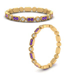 Load image into Gallery viewer, art-deco-thin-stacking-diamond-eternity-band-with-purple-topaz-in-yellow-gold-FDEWB2139GVITOANGLE3-NL-YG.jpg