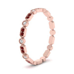 Load image into Gallery viewer, art-deco-thin-stacking-diamond-eternity-band-with-ruby-in-rose-gold-FDEWB2139GRUDRANGLE3-NL-RG.jpg