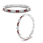 Load image into Gallery viewer, art-deco-thin-stacking-diamond-eternity-band-with-ruby-in-white-gold-FDEWB2139GRUDRANGLE3-NL-WG.jpg