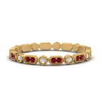 Load image into Gallery viewer, art-deco-thin-stacking-diamond-eternity-band-with-ruby-in-yellow-gold-FDEWB2139GRUDRANGLE3-NL-YG.jpg