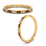 Load image into Gallery viewer, art-deco-thin-stacking-diamond-eternity-band-with-ruby-in-yellow-gold-FDEWB2139GRUDRANGLE3-NL-YG.jpg