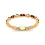Load image into Gallery viewer, art-deco-thin-stacking-diamond-eternity-band-with-ruby-in-yellow-gold-FDEWB2139GRUDRANGLE3-NL-YG.jpg