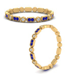 Load image into Gallery viewer, art-deco-thin-stacking-diamond-eternity-band-with-sapphire-in-yellow-gold-FDEWB2139GSABLANGLE3-NL-YG.jpg