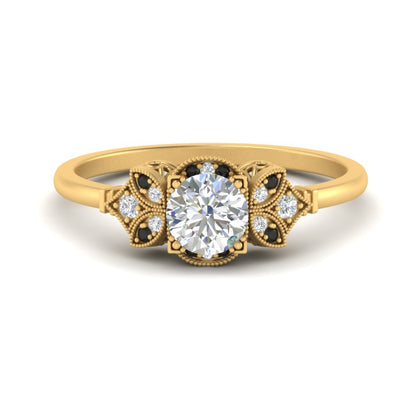 Round Cut Lab Grown Vintage Art Deco Engagement Ring