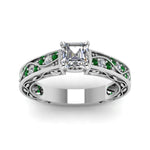 Load image into Gallery viewer, asscher-cut-antique-filigree-diamond-ring-with-emerald-in-950-platinum-FDENS3543ASRGEMGRANGLE5-NL-WG
