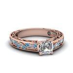 Load image into Gallery viewer, asscher-cut-antique-filigree-diamond-ring-with-ice-blue-topaz-in-14K-rose-gold-FDENS3543ASRGICBLTO-NL-RG
