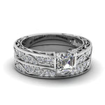 Load image into Gallery viewer, asscher-cut-antique-filigree-wedding-ring-set-in-white-gold-FDENS3543AS-NL-WG