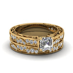 Load image into Gallery viewer, asscher-cut-antique-filigree-wedding-ring-set-in-yellow-gold-FDENS3543AS-NL-YG