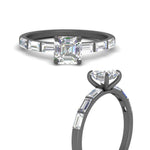 Load image into Gallery viewer, Asscher Cut Thin Engagement Ring With Baguette