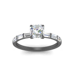 Load image into Gallery viewer, Asscher Cut Thin Engagement Ring With Baguette