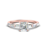 Load image into Gallery viewer, Asscher Cut Thin Engagement Ring With Baguette