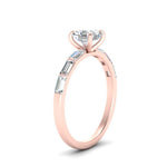 Load image into Gallery viewer, Asscher Cut Thin Engagement Ring With Baguette