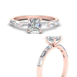 Load image into Gallery viewer, Asscher Cut Thin Engagement Ring With Baguette