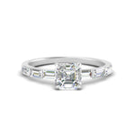 Load image into Gallery viewer, Asscher Cut Thin Engagement Ring With Baguette