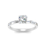 Load image into Gallery viewer, Asscher Cut Thin Engagement Ring With Baguette