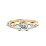 Load image into Gallery viewer, Asscher Cut Thin Engagement Ring With Baguette