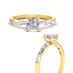 Load image into Gallery viewer, Asscher Cut Thin Engagement Ring With Baguette