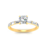 Load image into Gallery viewer, Asscher Cut Thin Engagement Ring With Baguette