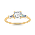 Load image into Gallery viewer, asscher-cut-bar-baguette-3-stone-diamond-engagement-ring-in-FDENS100ASR-NL-YG