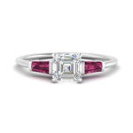Load image into Gallery viewer, asscher-cut-bar-baguette-3-stone-pink-sapphire-engagement-ring-in-FDENS100ASRGSADRPI-NL-WG