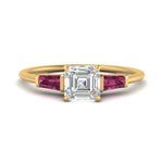 Load image into Gallery viewer, asscher-cut-bar-baguette-3-stone-pink-sapphire-engagement-ring-in-FDENS100ASRGSADRPI-NL-YG
